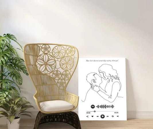 Personalizuotas Spotify muzikos grotuvas ant drobės su iliustracija, jūsų nuotrauka, daina ir spotify kodu  Drobe -  dovanokis.lt