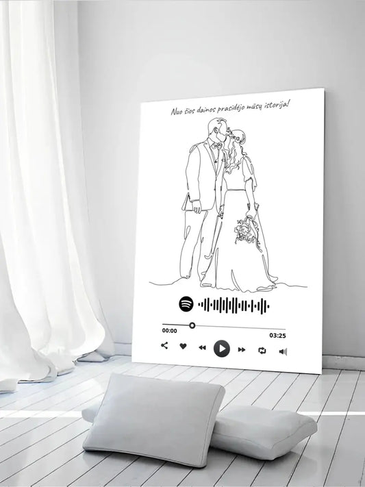 Personalizuotas Spotify muzikos grotuvas ant drobės su iliustracija, jūsų nuotrauka, daina ir spotify kodu  Drobe -  dovanokis.lt