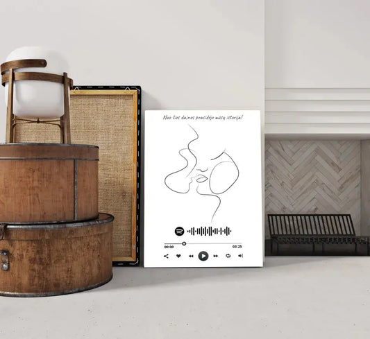 Personalizuotas Spotify muzikos grotuvas ant drobės su iliustracija, jūsų nuotrauka, daina ir spotify kodu  Drobe -  dovanokis.lt