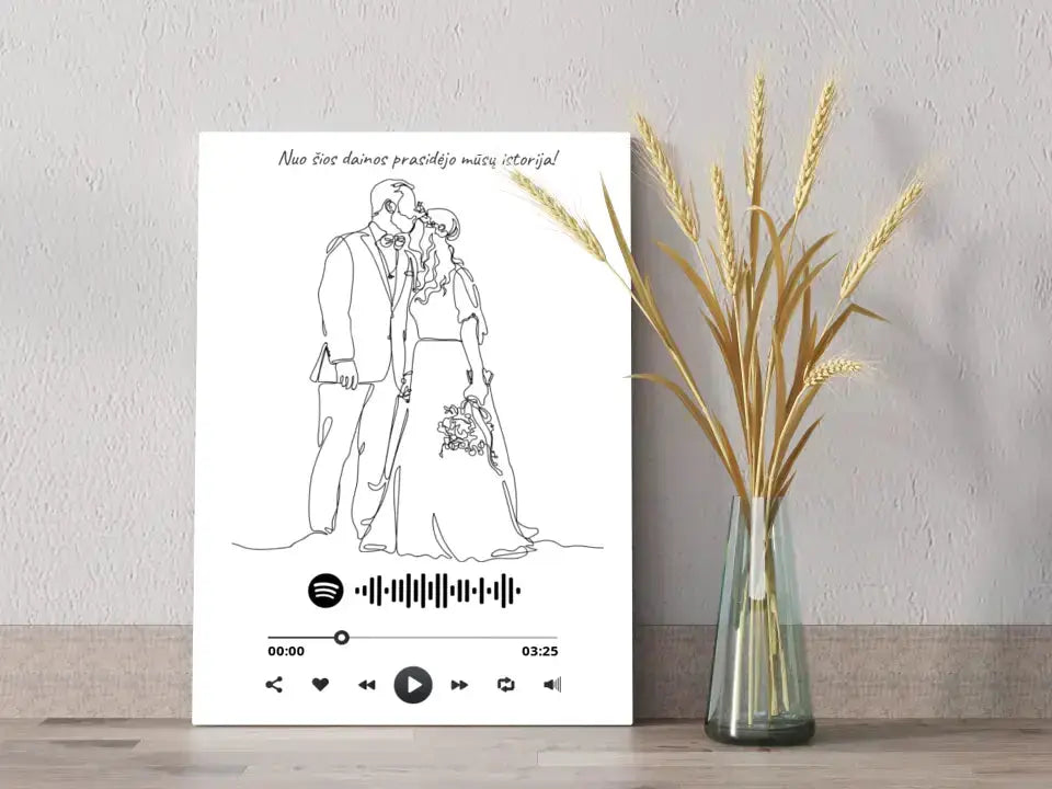 Personalizuotas Spotify muzikos grotuvas ant drobės su iliustracija, jūsų nuotrauka, daina ir spotify kodu  Drobe -  dovanokis.lt