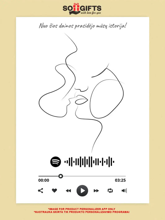 Personalizuotas Spotify muzikos grotuvas ant drobės su iliustracija, jūsų nuotrauka, daina ir spotify kodu  Drobe -  dovanokis.lt