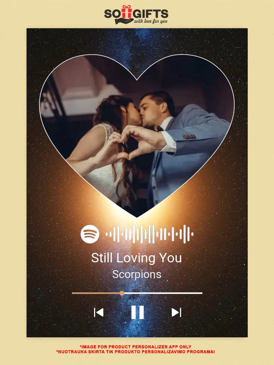 Personalizuotas Spotify muzikos grotuvas ant drobės su jūsų nuotrauka, daina ir spotify kodu  Drobe -  dovanokis.lt