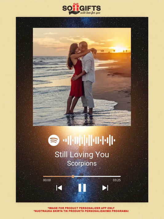 Personalizuotas Spotify muzikos grotuvas ant drobės su jūsų nuotrauka, daina ir spotify kodu  Drobe -  dovanokis.lt