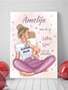 Personalizuota Vaiko Gimimo Metrikų Iliustracija ant drobės, Super Mama, Mergaitės gimimo metrika
