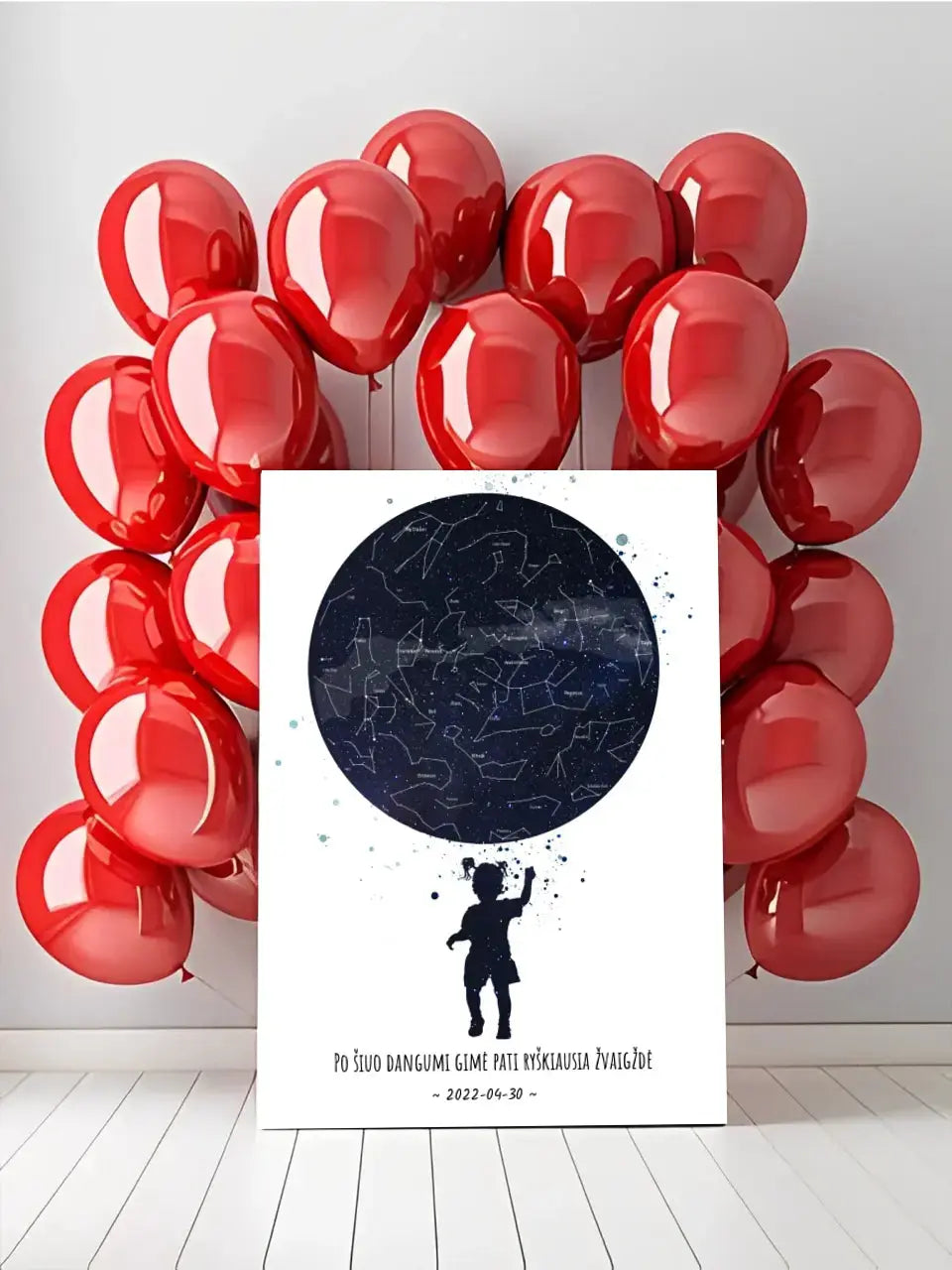 Personalizuotas vaikiškas žvaigždžių žemėlapis mergaitei ant drobės  Drobe -  dovanokis.lt