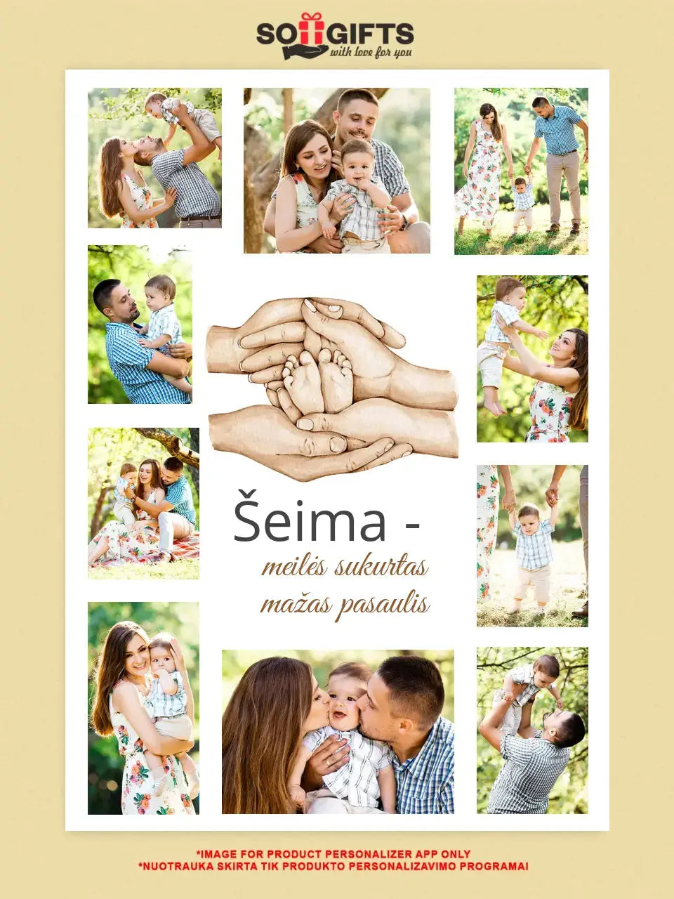 Personalizuota Šeimos spaudinys ant drobės su jūsų nuotraukomis  Drobe -  dovanokis.lt