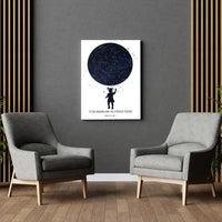 Personalizuotas vaikiškas žvaigždžių žemėlapis mergaitei ant drobės  Drobe -  dovanokis.lt