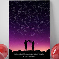 Personalizuotas viso spektro žvaigždžių žemėlapis ant drobės, su Šeimos pasirinktu siluetu  Drobe -  dovanokis.lt