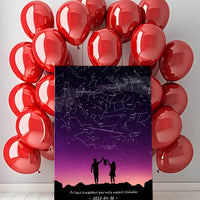 Personalizuotas viso spektro žvaigždžių žemėlapis ant drobės, su Šeimos pasirinktu siluetu  Drobe -  dovanokis.lt