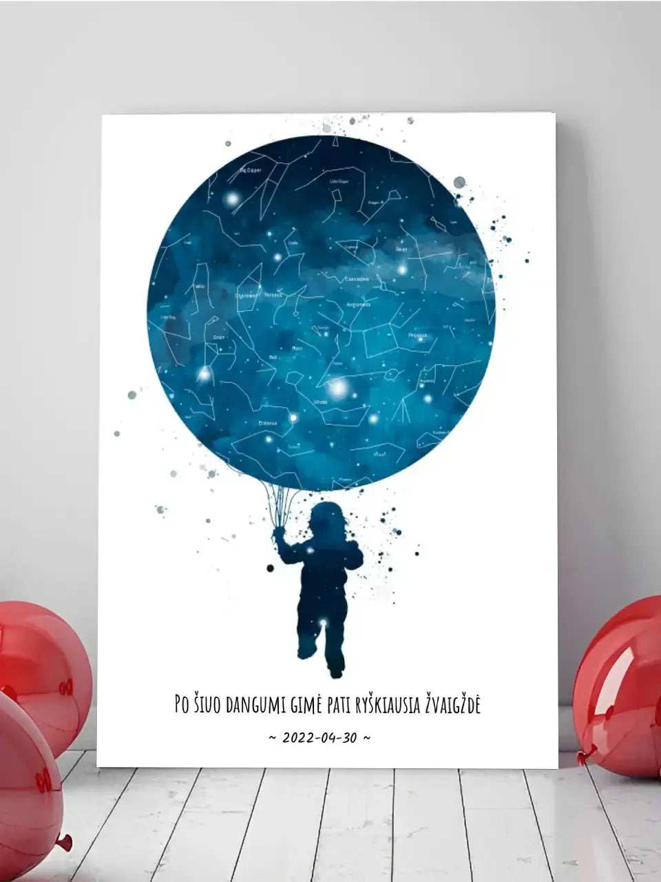 Personalizuotas vaikiškas žvaigždžių žemėlapis berniukui ant drobės  Drobe -  dovanokis.lt