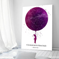 Personalizuotas vaikiškas žvaigždžių žemėlapis mergaitei ant drobės  Drobe -  dovanokis.lt