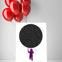 Personalizuotas vaikiškas žvaigždžių žemėlapis ant drobės  Drobe -  dovanokis.lt