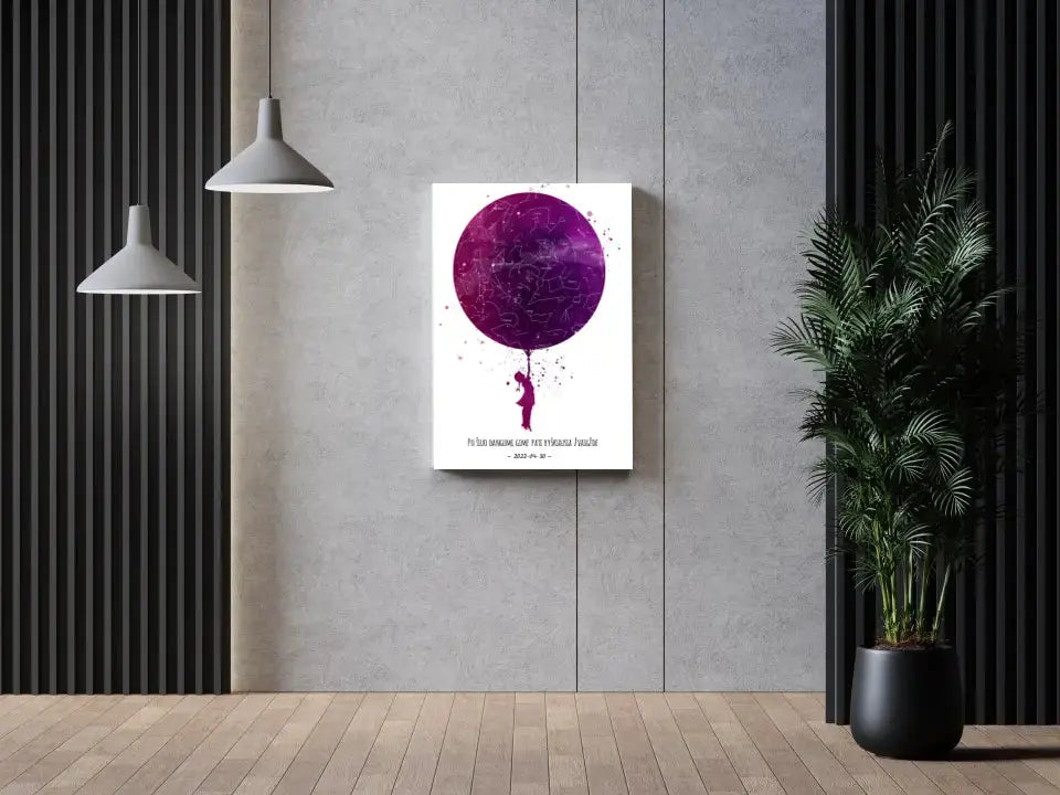 Personalizuotas vaikiškas žvaigždžių žemėlapis mergaitei ant drobės  Drobe -  dovanokis.lt