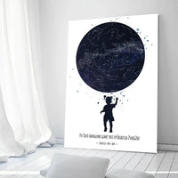 Personalizuotas vaikiškas žvaigždžių žemėlapis mergaitei ant drobės  Drobe -  dovanokis.lt