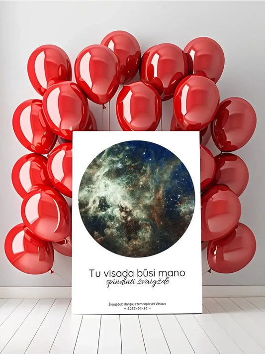 Personalizuotas žvaigždžių žemėlapis ant drobės, Tu visada būsi mano spindinti žvaigždė  Drobe -  dovanokis.lt