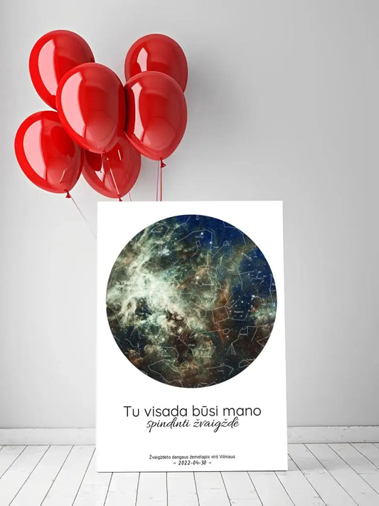 Personalizuotas žvaigždžių žemėlapis ant drobės, Tu visada būsi mano spindinti žvaigždė  Drobe -  dovanokis.lt