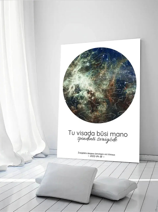 Personalizuotas žvaigždžių žemėlapis ant drobės, Tu visada būsi mano spindinti žvaigždė  Drobe -  dovanokis.lt