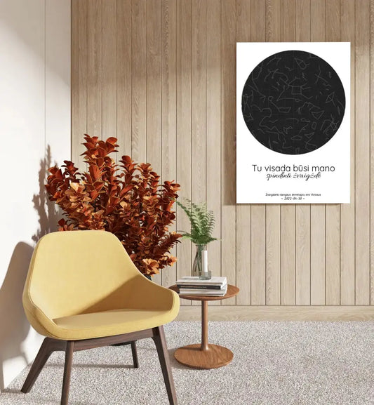 Personalizuotas žvaigždžių žemėlapis ant drobės, Tu visada būsi mano spindinti žvaigždė  Drobe -  dovanokis.lt