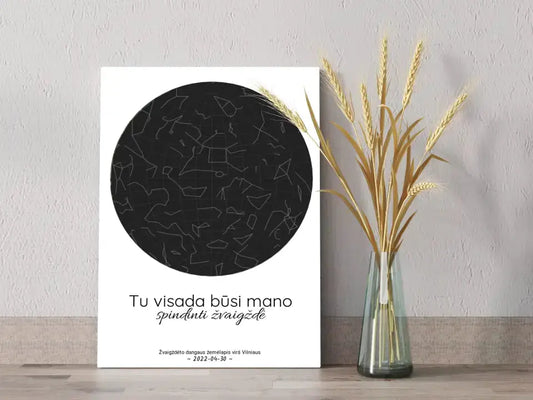 Personalizuotas žvaigždžių žemėlapis ant drobės, Tu visada būsi mano spindinti žvaigždė  Drobe -  dovanokis.lt