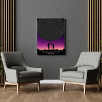 Personalizuotas viso spektro žvaigždžių žemėlapis ant drobės, su Šeimos pasirinktu siluetu  Drobe -  dovanokis.lt