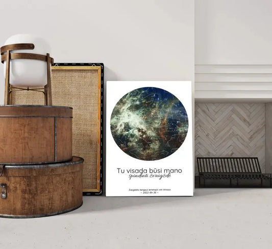 Personalizuotas žvaigždžių žemėlapis ant drobės, Tu visada būsi mano spindinti žvaigždė  Drobe -  dovanokis.lt