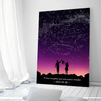 Personalizuotas viso spektro žvaigždžių žemėlapis ant drobės, su Šeimos pasirinktu siluetu  Drobe -  dovanokis.lt