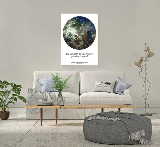 Personalizuotas žvaigždžių žemėlapis ant drobės, Tu visada būsi mano spindinti žvaigždė  Drobe -  dovanokis.lt