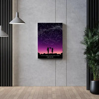 Personalizuotas viso spektro žvaigždžių žemėlapis ant drobės, su Šeimos pasirinktu siluetu  Drobe -  dovanokis.lt