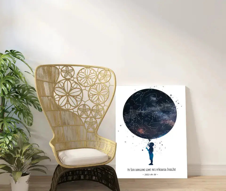 Personalizuotas vaikiškas žvaigždžių žemėlapis berniukui ant drobės  Drobe -  dovanokis.lt