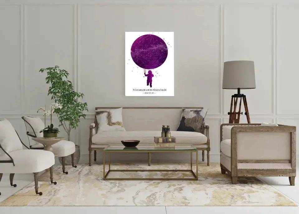 Personalizuotas vaikiškas žvaigždžių žemėlapis ant drobės  Drobe -  dovanokis.lt