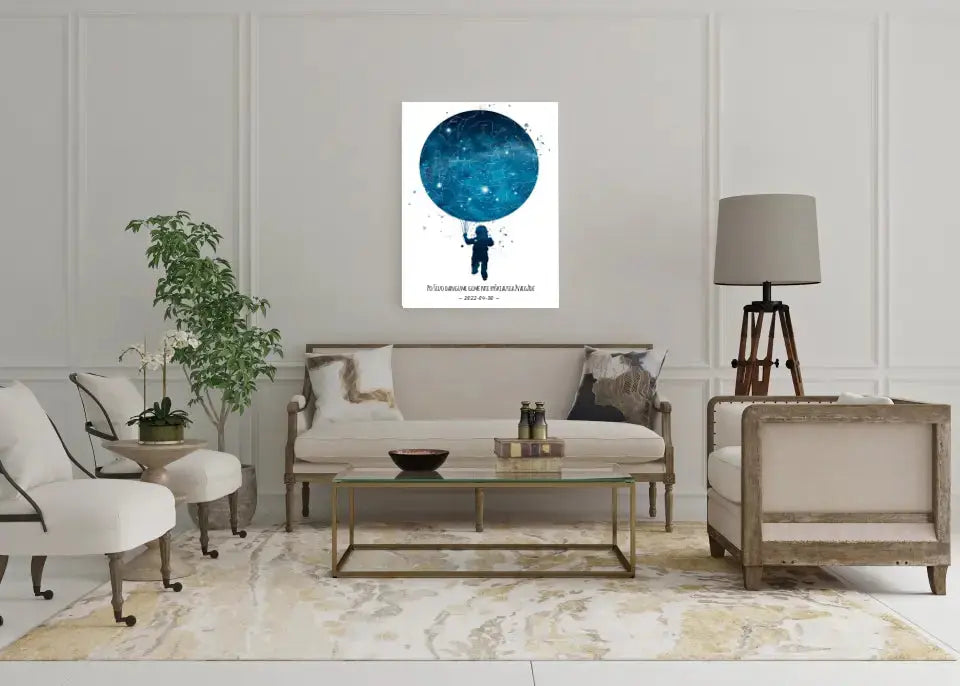 Personalizuotas vaikiškas žvaigždžių žemėlapis berniukui ant drobės  Drobe -  dovanokis.lt