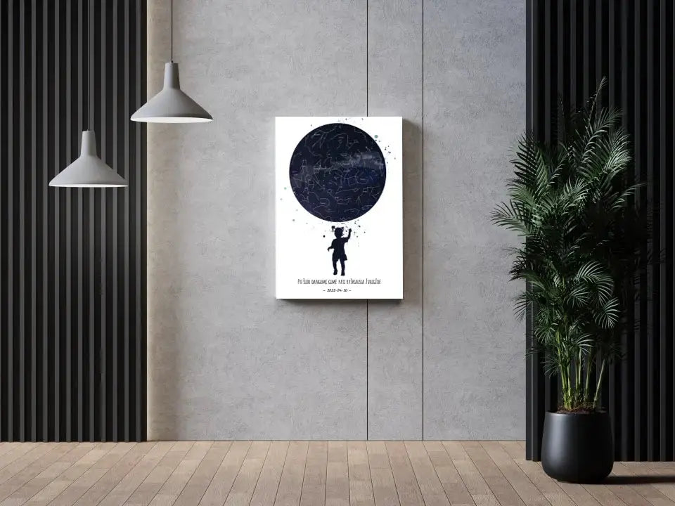 Personalizuotas vaikiškas žvaigždžių žemėlapis mergaitei ant drobės  Drobe -  dovanokis.lt