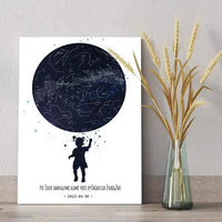 Personalizuotas vaikiškas žvaigždžių žemėlapis mergaitei ant drobės  Drobe -  dovanokis.lt