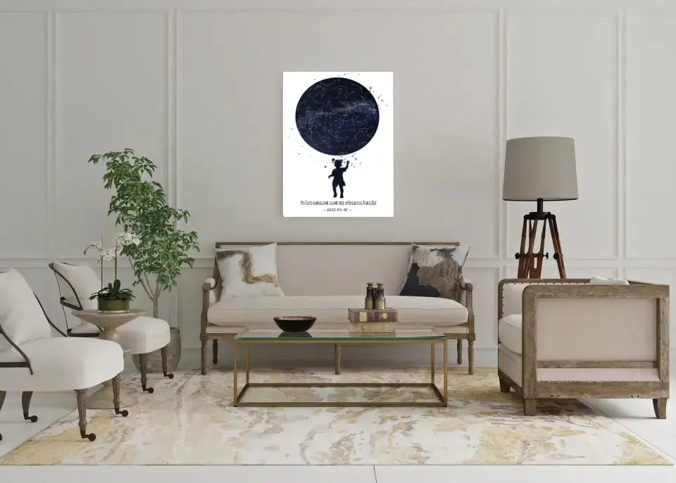 Personalizuotas vaikiškas žvaigždžių žemėlapis mergaitei ant drobės  Drobe -  dovanokis.lt