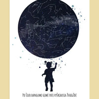 Personalizuotas vaikiškas žvaigždžių žemėlapis mergaitei ant drobės  Drobe -  dovanokis.lt