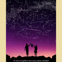 Personalizuotas viso spektro žvaigždžių žemėlapis ant drobės, su Šeimos pasirinktu siluetu  Drobe -  dovanokis.lt