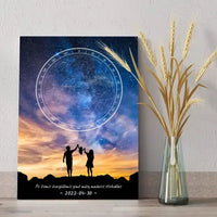 Personalizuotas žvaigždžių žemėlapis ant drobės, su šeimos pasirinktu siluetu  Drobe -  dovanokis.lt