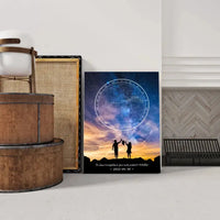 Personalizuotas žvaigždžių žemėlapis ant drobės, su šeimos pasirinktu siluetu  Drobe -  dovanokis.lt