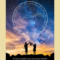 Personalizuotas žvaigždžių žemėlapis ant drobės, su šeimos pasirinktu siluetu  Drobe -  dovanokis.lt