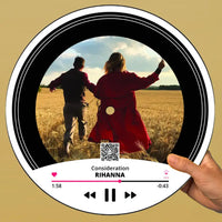 Personalizuota "Apple Music V1" Vinilinė plokštelė su jūsų nuotrauka juodas organinis stiklas TeeInBlue