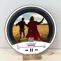 Personalizuota "Apple Music V1" Vinilinė plokštelė su jūsų nuotrauka juodas organinis stiklas TeeInBlue