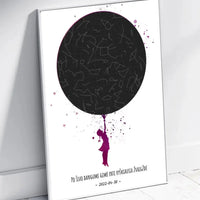 Personalizuotas vaikiškas žvaigždžių žemėlapis mergaitei, plakatas su rėmeliu  Poster -  dovanokis.lt