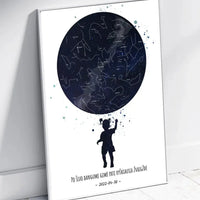 Personalizuotas vaikiškas žvaigždžių žemėlapis mergaitei, plakatas su rėmeliu  Poster -  dovanokis.lt