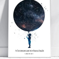 Personalizuotas vaikiškas žvaigždžių žemėlapis berniukui, plakatas su rėmeliu  Poster -  dovanokis.lt