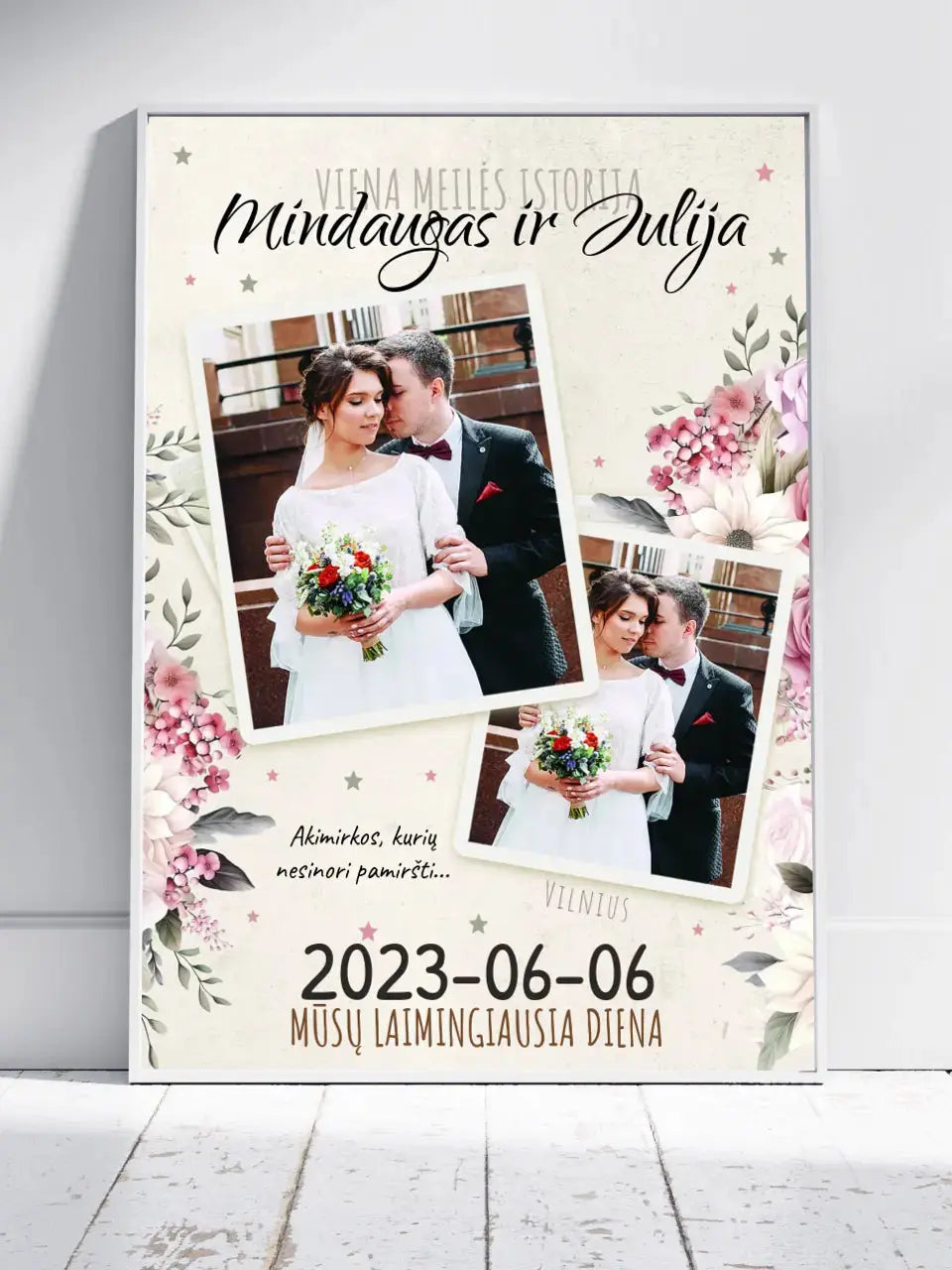 Personalizuotas vestuvinis plakatas, viena meilės istorija  Poster -  dovanokis.lt