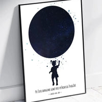 Personalizuotas vaikiškas žvaigždžių žemėlapis mergaitei, plakatas su rėmeliu  Poster -  dovanokis.lt