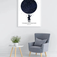 Personalizuotas vaikiškas žvaigždžių žemėlapis mergaitei, plakatas su rėmeliu  Poster -  dovanokis.lt