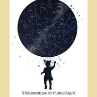 Personalizuotas vaikiškas žvaigždžių žemėlapis mergaitei, plakatas su rėmeliu  Poster -  dovanokis.lt