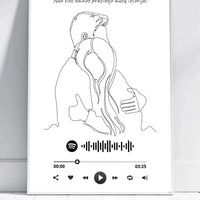 Personalizuotas Spotify muzikos grotuvo plakatas, šilti apkabinimai iliustracija, su jūsų spotify kodu  Poster -  dovanokis.lt