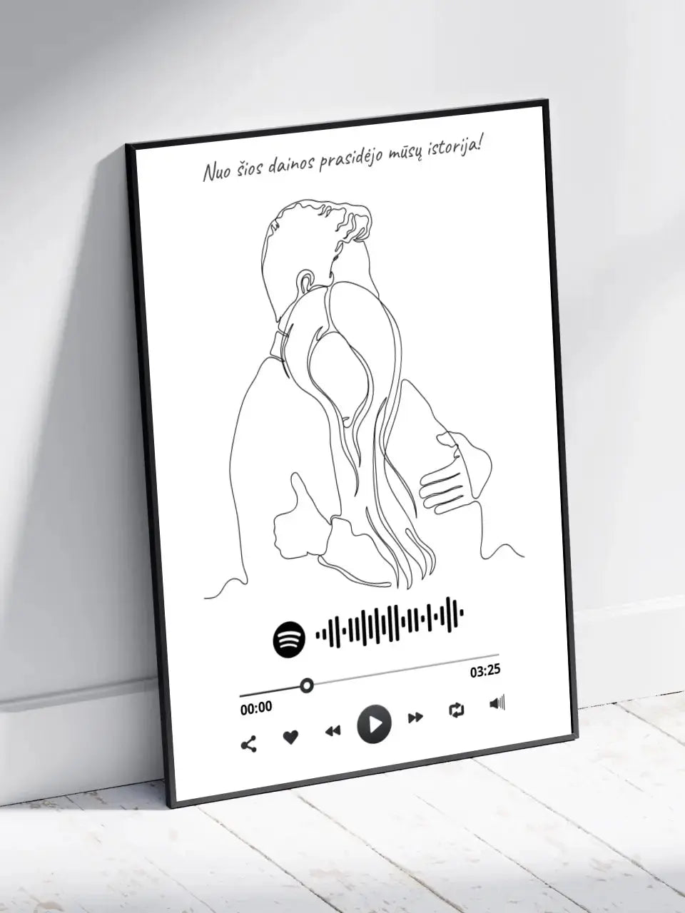 Personalizuotas Spotify muzikos grotuvo plakatas, šilti apkabinimai iliustracija, su jūsų spotify kodu  Poster -  dovanokis.lt
